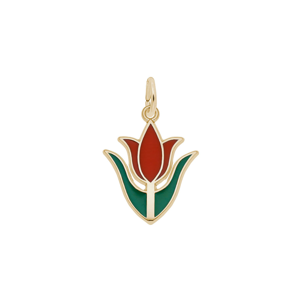 Red Tulip Flower Enamel Pendant (14K) Popular Jewelry - New York