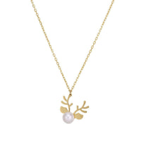 Reindeer Pearl Necklace (14K) vpredu - Popular Jewelry - New York