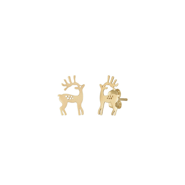 Reindeer Stud Earrings (14K) front - Popular Jewelry - New York