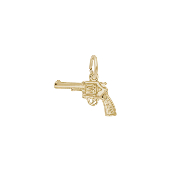 Revolver Gun Pendant yellow (14K) main - Popular Jewelry - New York