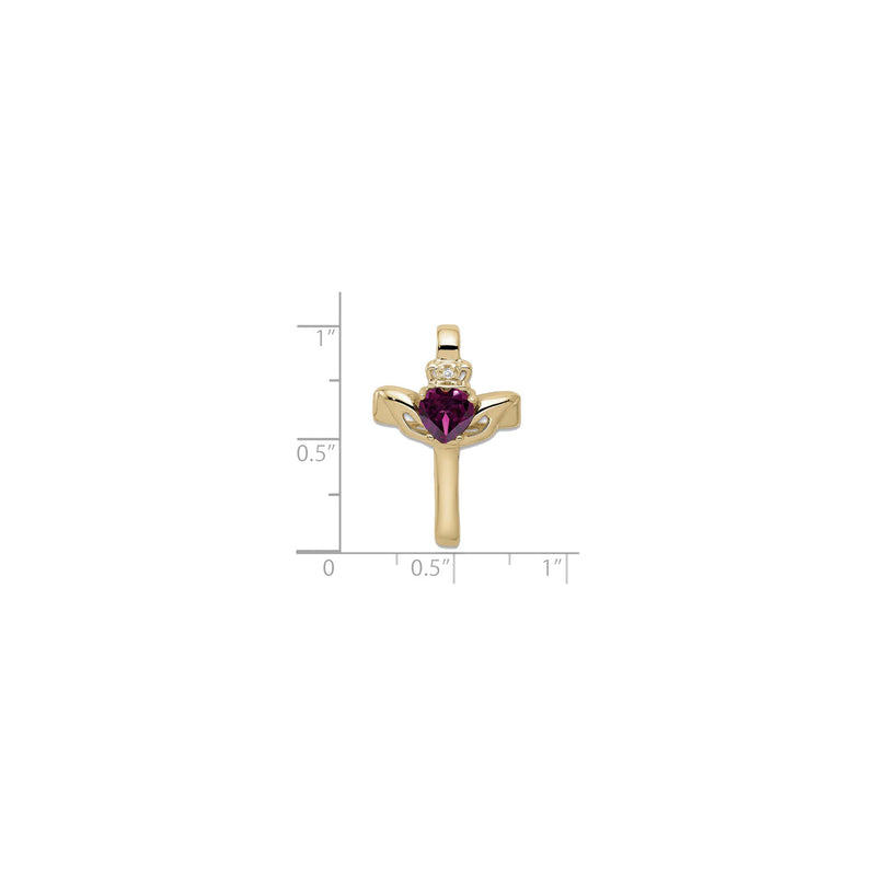 Rhodolite Garnet Claddagh Cross Pendant (14K) scale - Popular Jewelry - New York