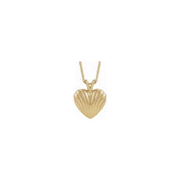 Ribbed Heart Necklace (14K) front - Popular Jewelry - New York