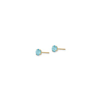 Round Blue Topaz Stud Earrings (14K) side - Popular Jewelry - New York