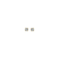 Okrugli dijamantni pasijans (0.20 CTW) Naušnice s klinčićima s trenjem pozadi žute (14K) sprijeda - Popular Jewelry - New York