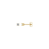 Berlian Bulat Solitaire (1/4 CTW) Geseran Belakang Subang Stud kuning (14K) utama - Popular Jewelry - New York