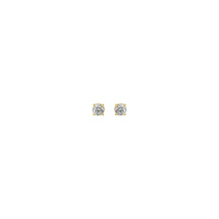 Round Diamond Solitaire (1/3 CTW) Friction Back Stud Earrings kuning (14K) depan - Popular Jewelry - New York