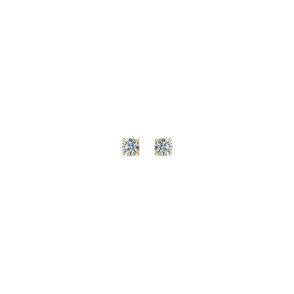 Round Diamond Solitaire (1/2 CTW) Friction Back Stud Earrings yellow (14K) front - Popular Jewelry - New York