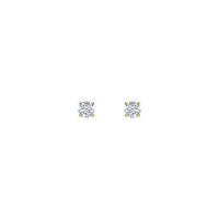 ګردي ډیمنډ سولیټیر (1 CTW) د شاتنۍ سټیډ غوږوالۍ ژیړ (14K) - مخکی - Popular Jewelry - نیو یارک