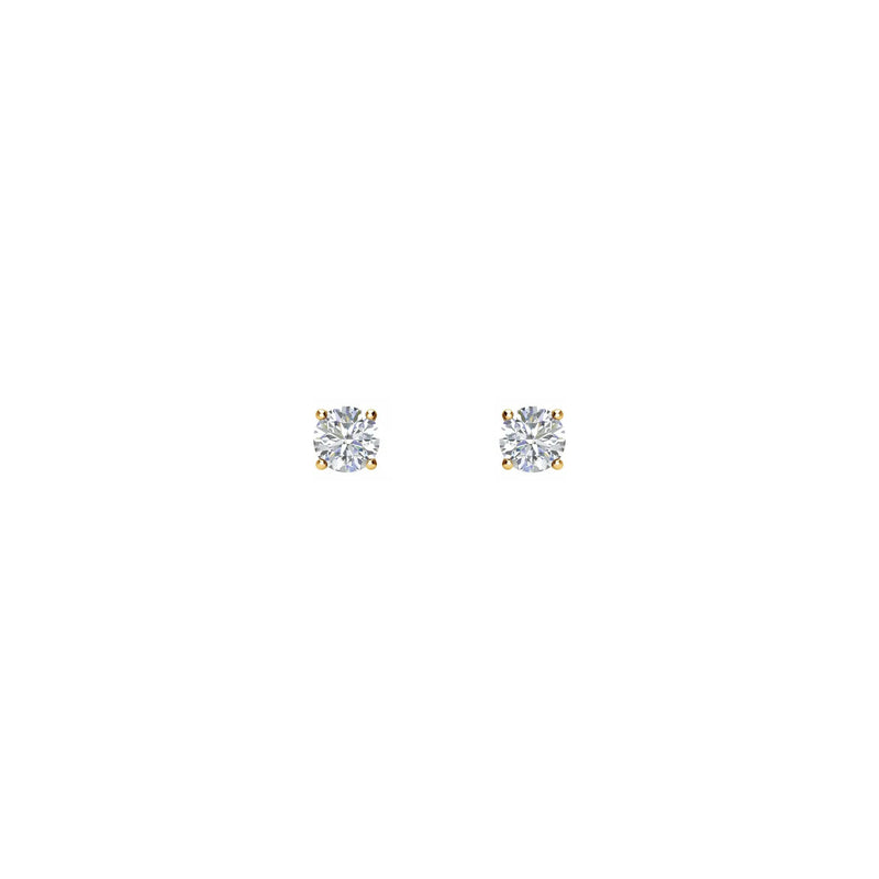 Round Diamond Solitaire (1 CTW) Friction Back Stud Earrings yellow (14K) - front - Popular Jewelry - New York