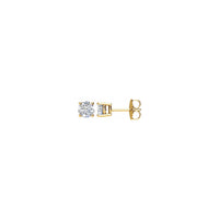 Округли дијамантски пасијанс (1 ЦТВ) Минђуше са фрикционим леђима жуте (14К) - главни - Popular Jewelry - Њу Јорк