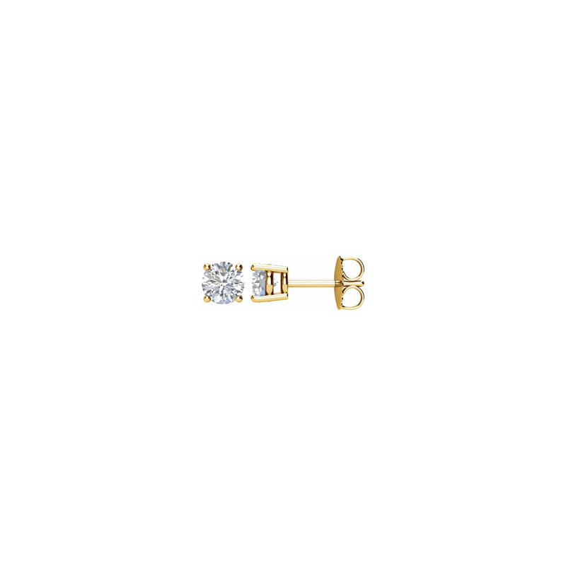Round Diamond Solitaire (1 CTW) Friction Back Stud Earrings yellow (14K) - main - Popular Jewelry - New York