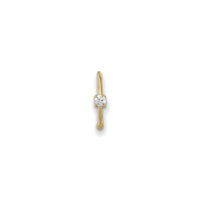 Round White CZ Hoop Nose Ring Piercing (14K) front - Popular Jewelry - New York