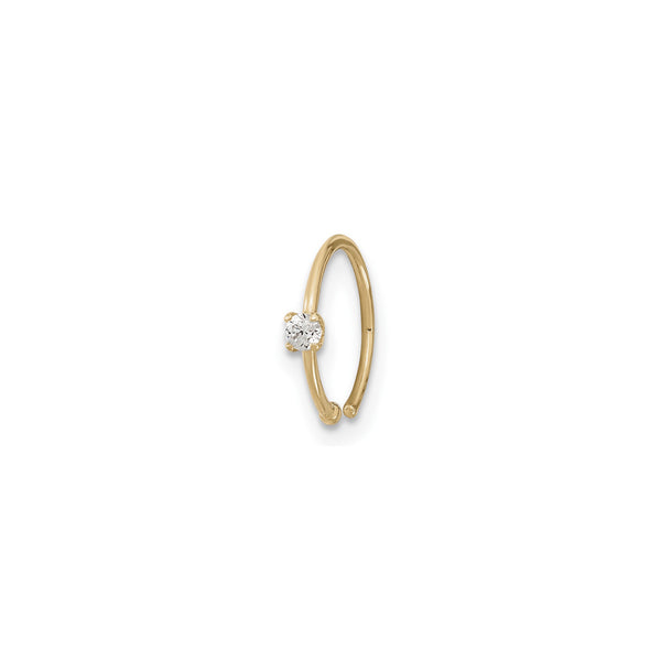 Round White CZ Hoop Nose Ring Piercing (14K) main - Popular Jewelry - New York
