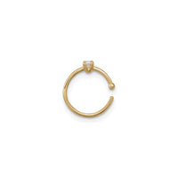 Round White CZ Hoop Nose Ring Piercing (14K) reverse - Popular Jewelry - Nua-Eabhrac