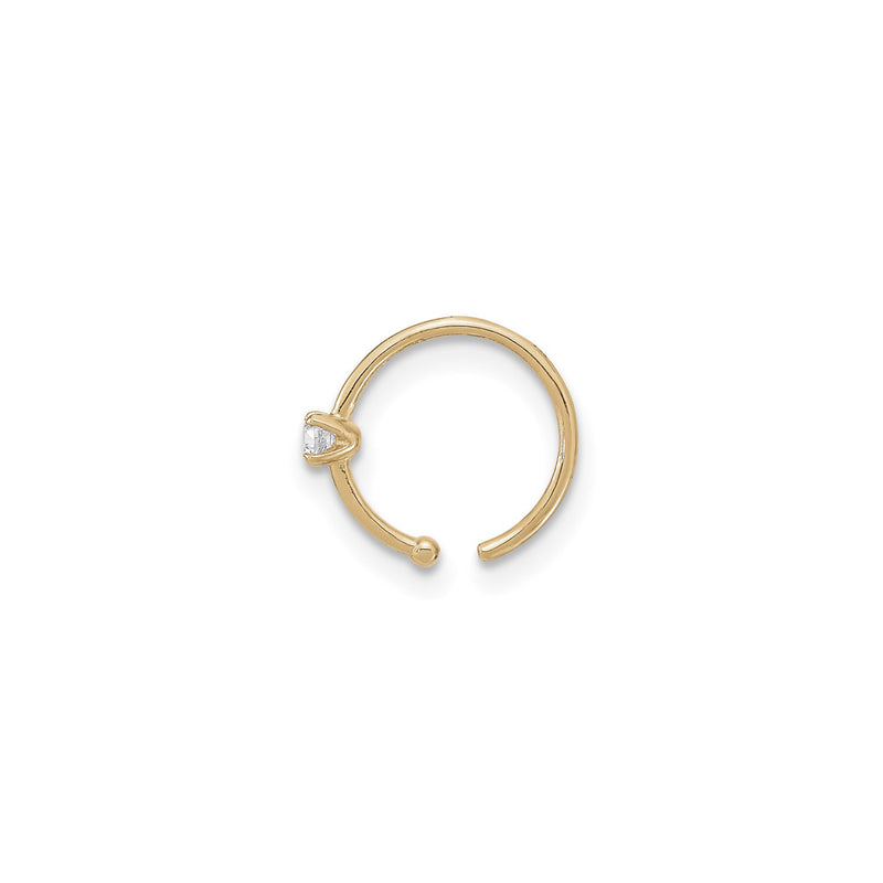 Round White CZ Hoop Nose Ring Piercing (14K) side - Popular Jewelry - New York