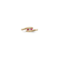 Rubinowy i diamentowy 3-kamienny pierścień napinający (14K) przód - Popular Jewelry - Nowy Jork