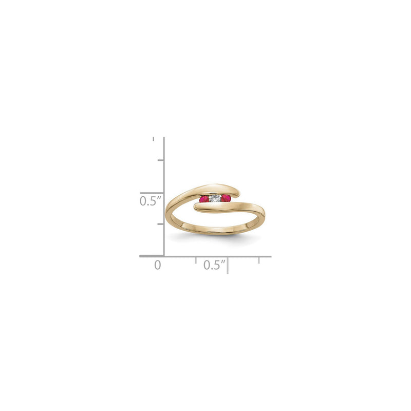 Ruby and Diamond 3-Stone Tension Ring (14K) scale - Popular Jewelry - New York