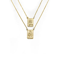 Mtima Wopatulika wa Yesu ndi Dona Wathu wa Karimeli Scapular Necklace (14K) pafupi - Popular Jewelry - New York
