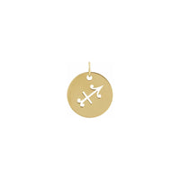 Sagittarius Zodiac Symbol Disc Pendant yellow (14K) front - Popular Jewelry - Nouyòk