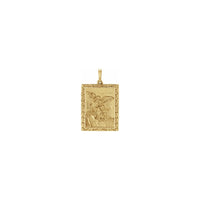 Svētā Miķeļa rotātā taisnstūra medaļa dzeltena (14K) priekšpuse — Popular Jewelry - Ņujorka