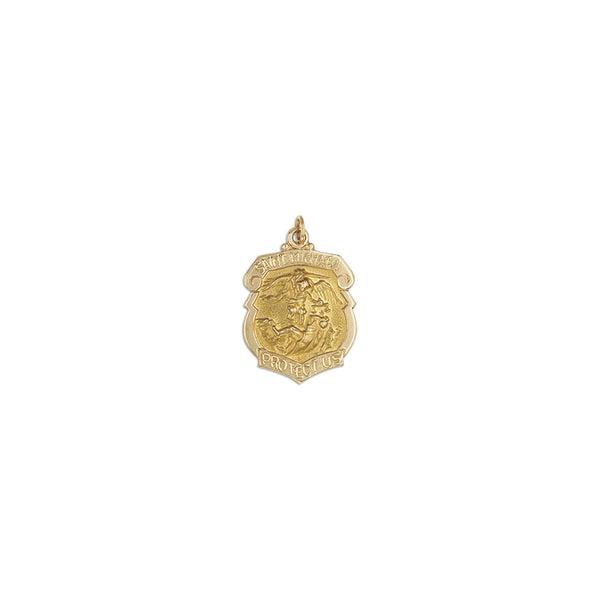 Saint Michael Shield Pendant Small (14K) front - Popular Jewelry - New York