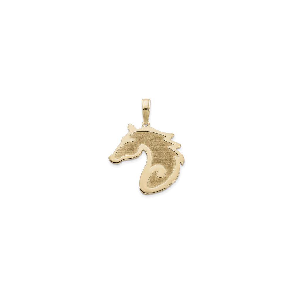Sandblasted Horse Head Pendant (14K) front - Popular Jewelry - New York