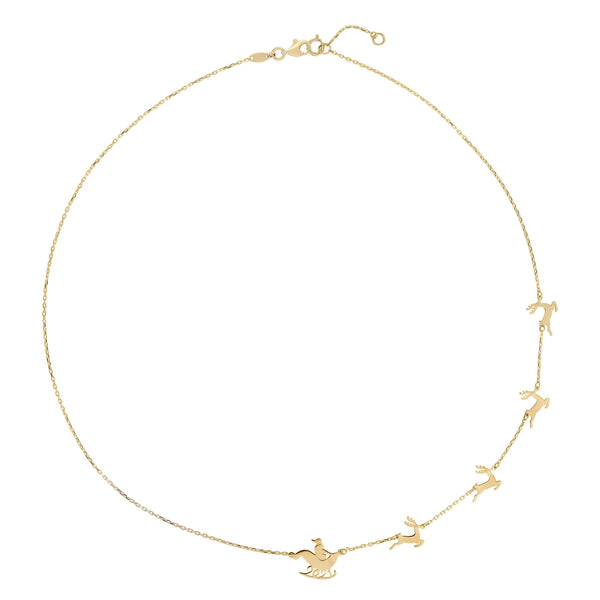Santa's Sleigh Necklace (14K) front - Popular Jewelry - New York