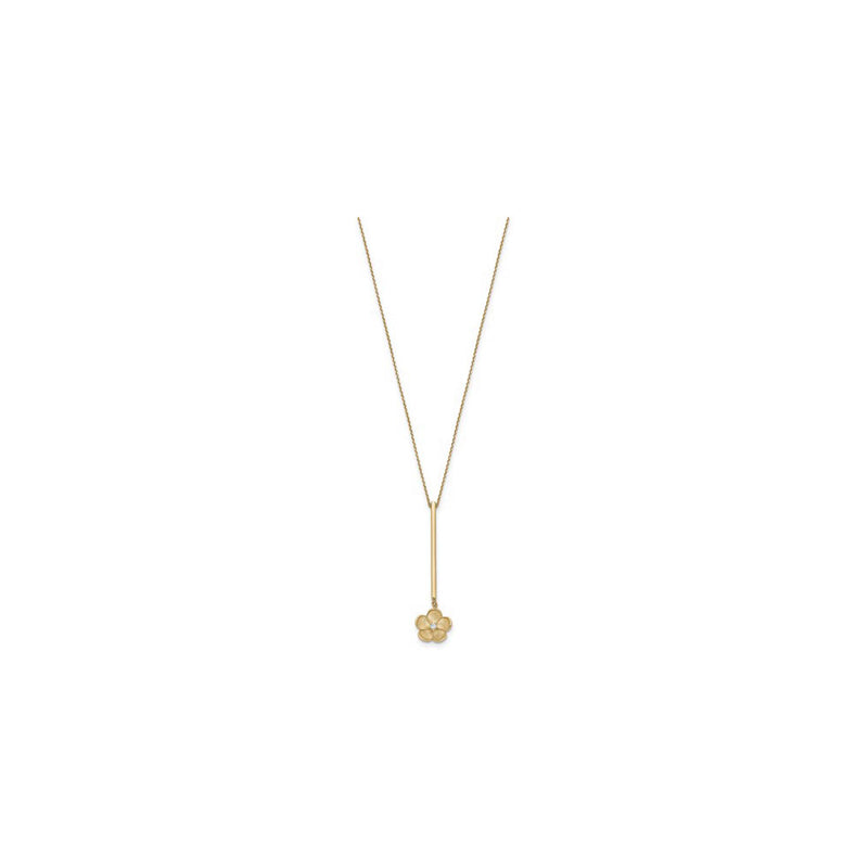 Satin Flower Dangle Necklace (14K) full - Popular Jewelry - New York