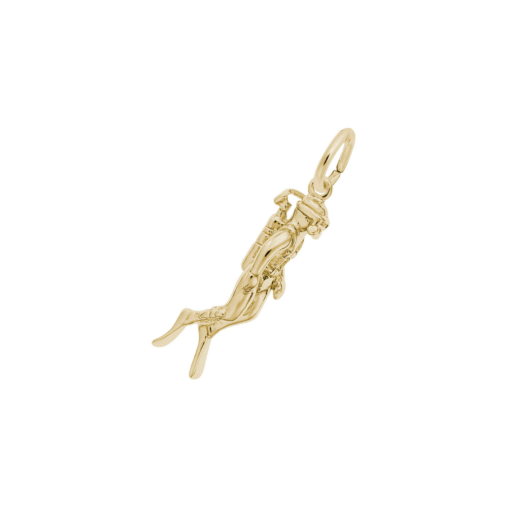 Scuba Diver Charm yellow (14K) main - Popular Jewelry - New York