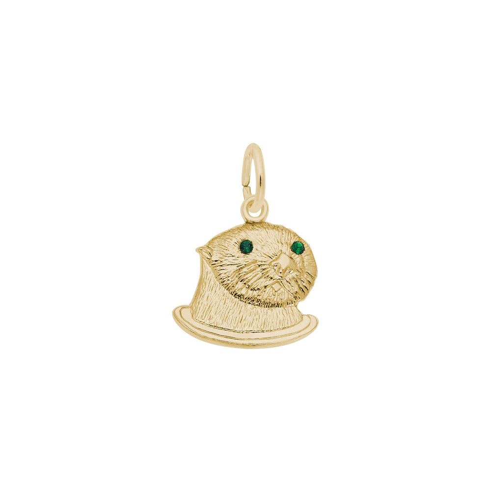 Sea Otter with Gemstones Eyes Charm yellow (14K) main - Popular Jewelry - New York