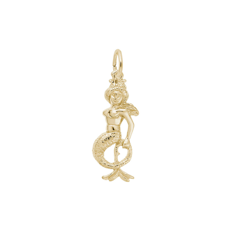 Sitting Mermaid Charm yellow (14K) main - Popular Jewelry - New York