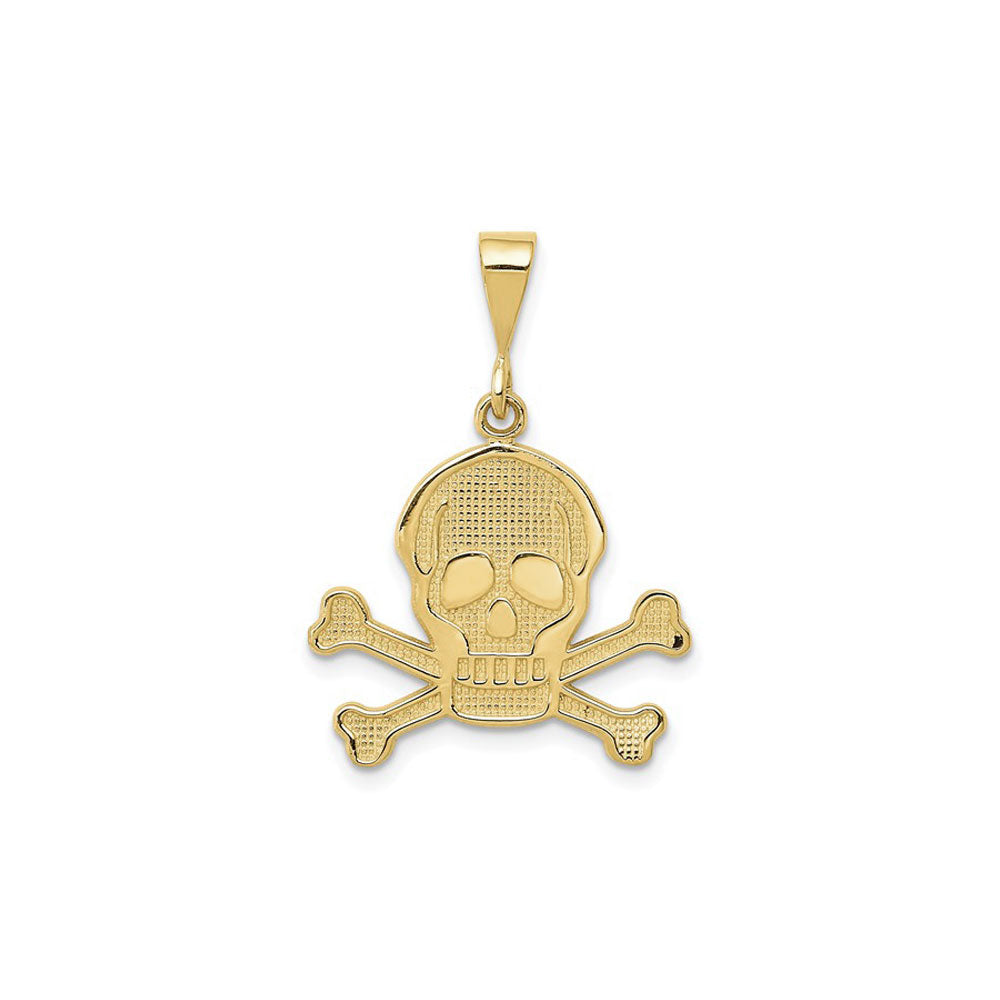 Skull and Bones Mesh Patterned Pendant (14K) front - Popular Jewelry - New York