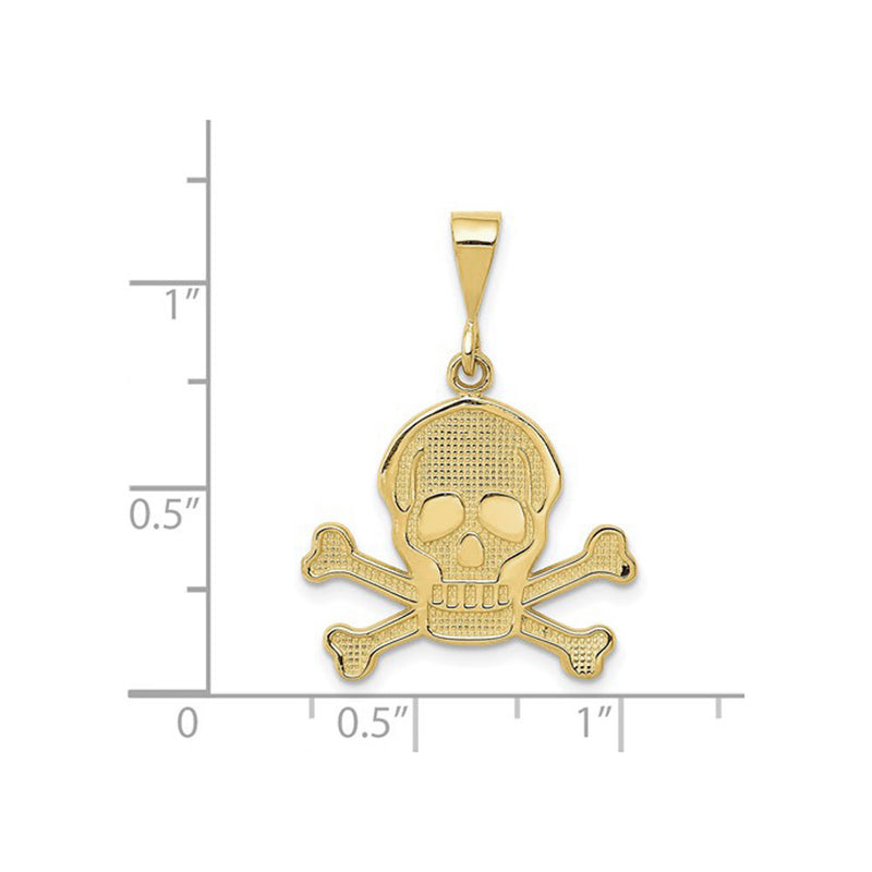Skull and Bones Mesh Patterned Pendant (14K) scale - Popular Jewelry - New York
