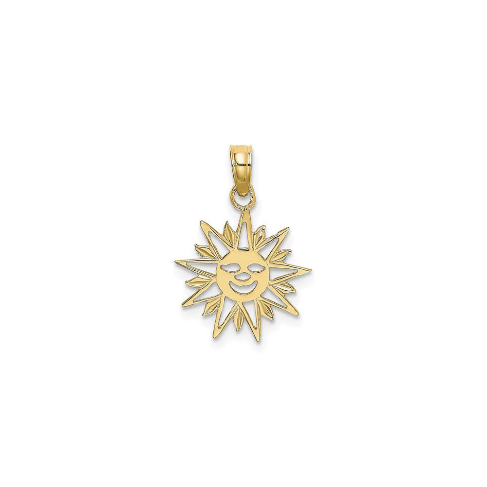 Smiling Sun Cut-Out Pendant (14K) front - Popular Jewelry - New York