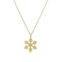 Snowflake Necklace (14K) front - Popular Jewelry - New York