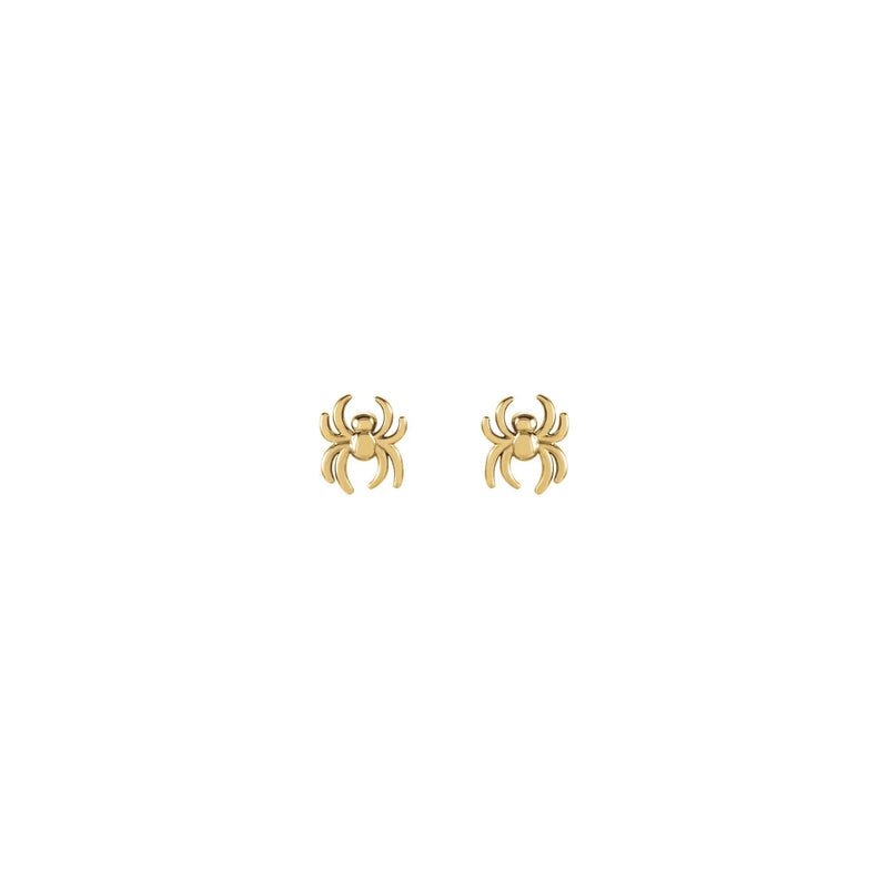 Spider Stud Earrings yellow (14K) front - Popular Jewelry - New York