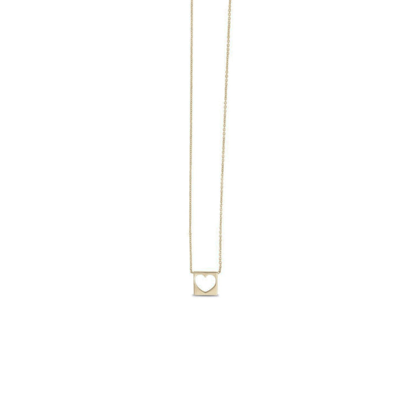 Square Cutout Heart Necklace (14K) Popular Jewelry - New York
