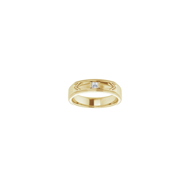 Square Diamond Geometric Milgrain Ring yellow (14K) front - Popular Jewelry - New York