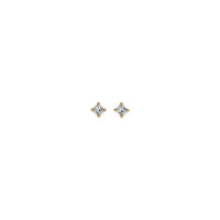 Square Diamond Solitaire (1/3 CTW) Friction Back Minđuše žute (14K) sprijeda - Popular Jewelry - Njujork