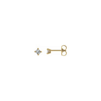 Square Diamond Solitaire (1/3 CTW) Geseran Belakang Subang Stud kuning (14K) utama - Popular Jewelry - New York