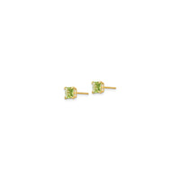 Square Peridot Stud Earrings (14K) side - Popular Jewelry - New York