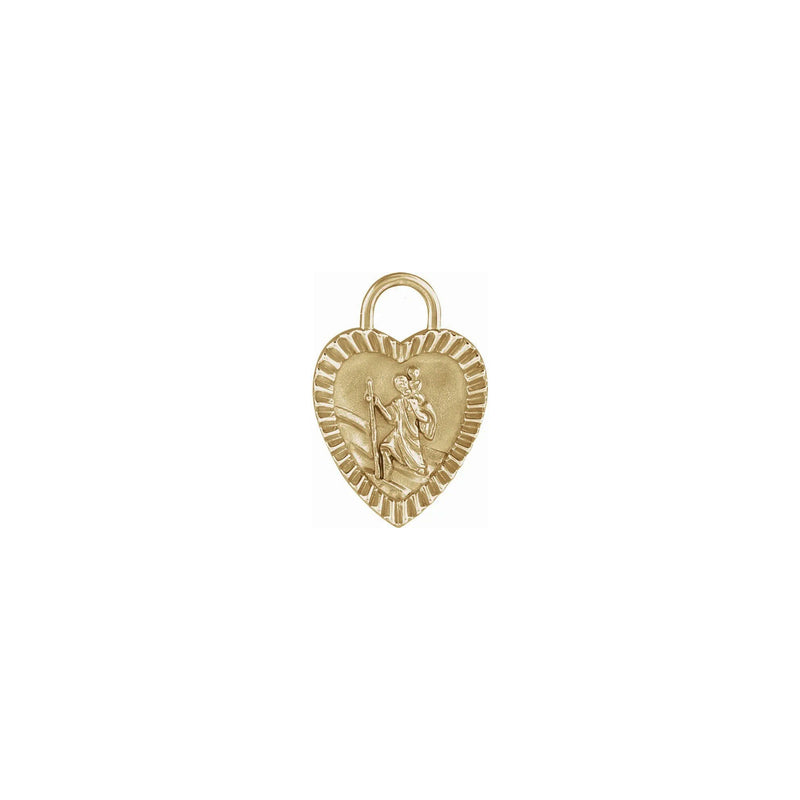 St Christopher Heart Medal Pendant (14K) front - Popular Jewelry - New York