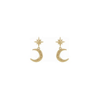 Starry Crescent Moon Dangle Earrings (14K) front - Popular Jewelry - New York