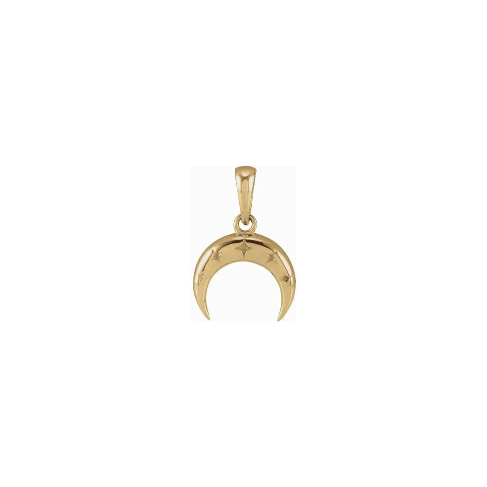 Starry Crescent Moon Pendant (14K) front - Popular Jewelry - New York