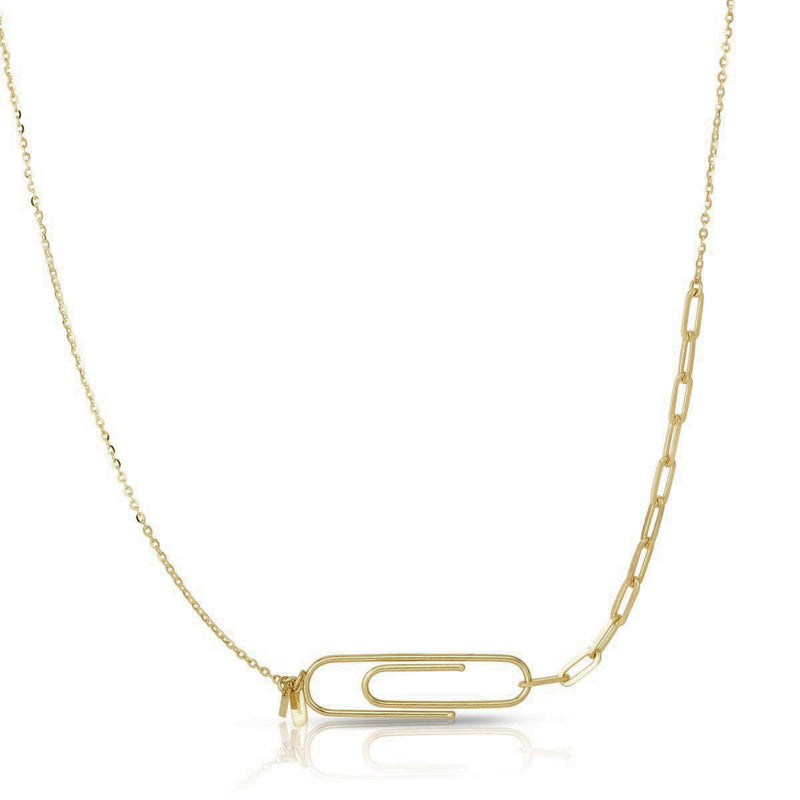 Stationed Paperclip Necklace (14K) main - Popular Jewelry - New York