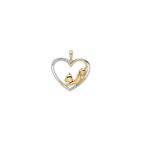 Stretching Cat Heart Frame Pendant (14K) front - Popular Jewelry - New York