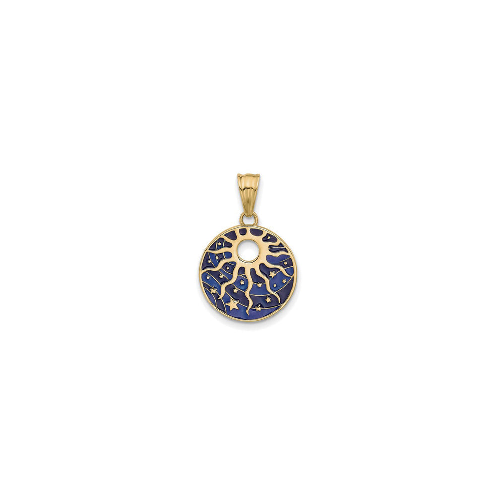 Sun and Stars Enamel Pendant (14K) front - Popular Jewelry - New York
