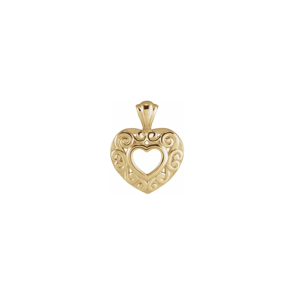 Swirly Puffed Heart Pendant (14K) front - Popular Jewelry - New York