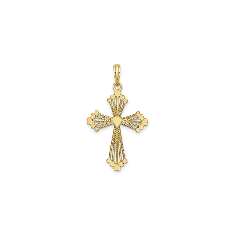 Symmetrical Heart Bunch Cross Pendant (14K) front - Popular Jewelry - New York