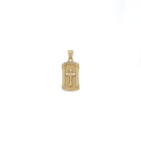 Textured Dog Tag Cross Pendant (14K) front - Popular Jewelry - New York